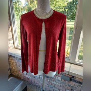Y2K Emma James Silk Blend Cranberry cardigan with iridescent beading L